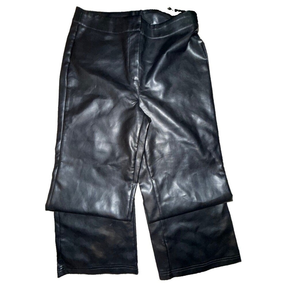Bagatelle Women's Black Faux Leather Flare Pants Size Small Party/Cocktail